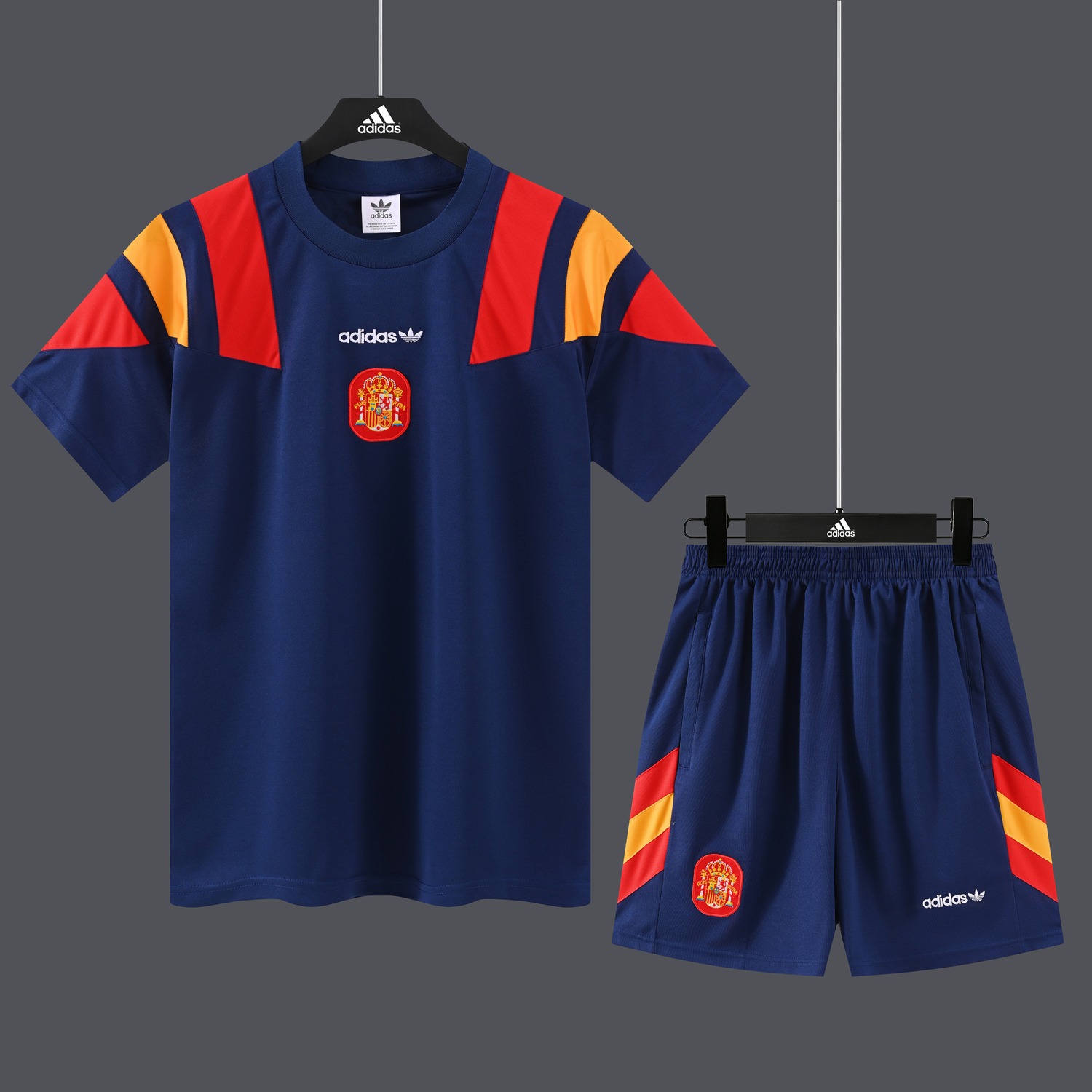 Spain 2026 Originals Trefoil Short-Sleeve Training Set - Deep Blue Top & Deep Blue Shorts - ManixJersey