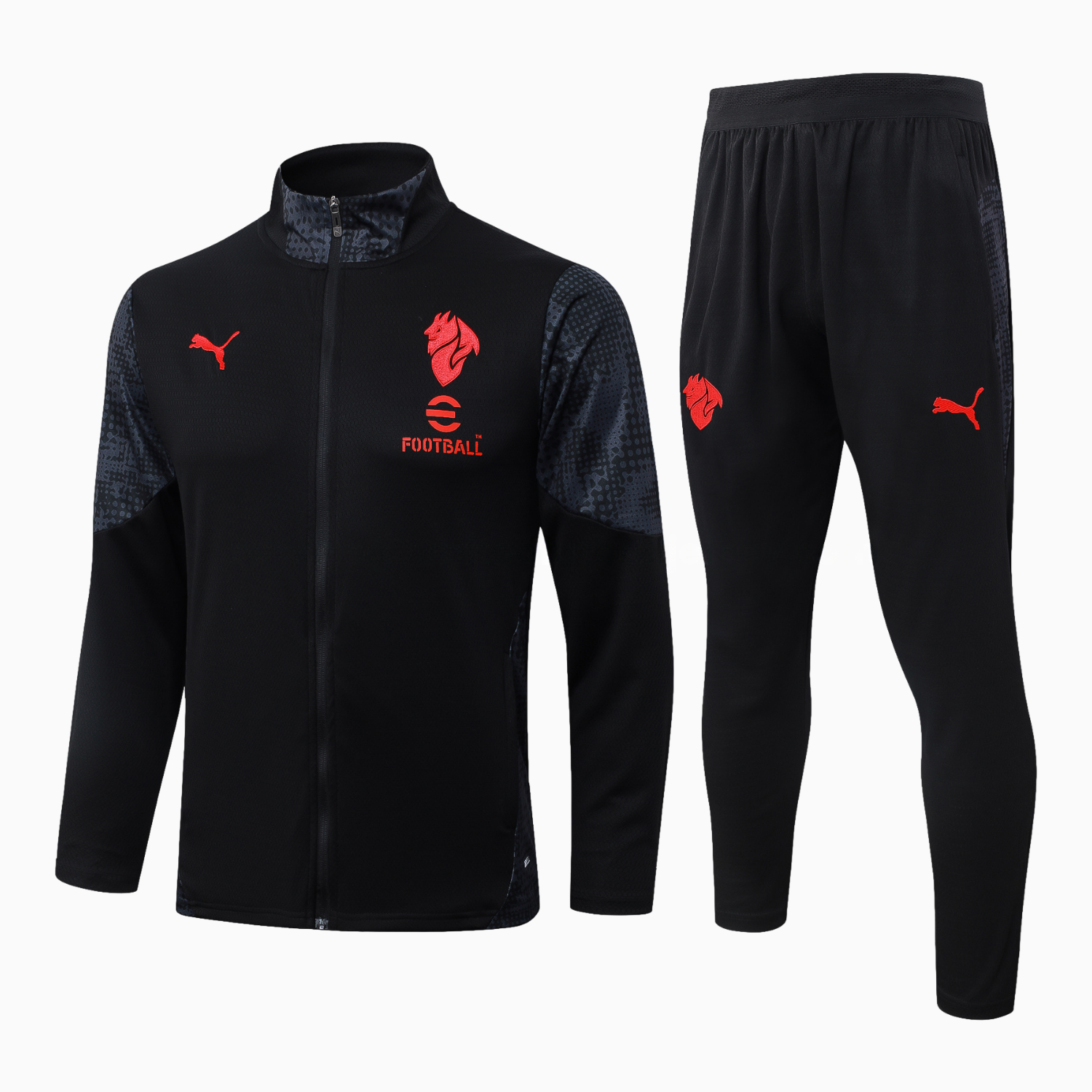 AC Milan 25-26 Jacket Training Tracksuit - Little Devil Black top & Pants - ManixJersey
