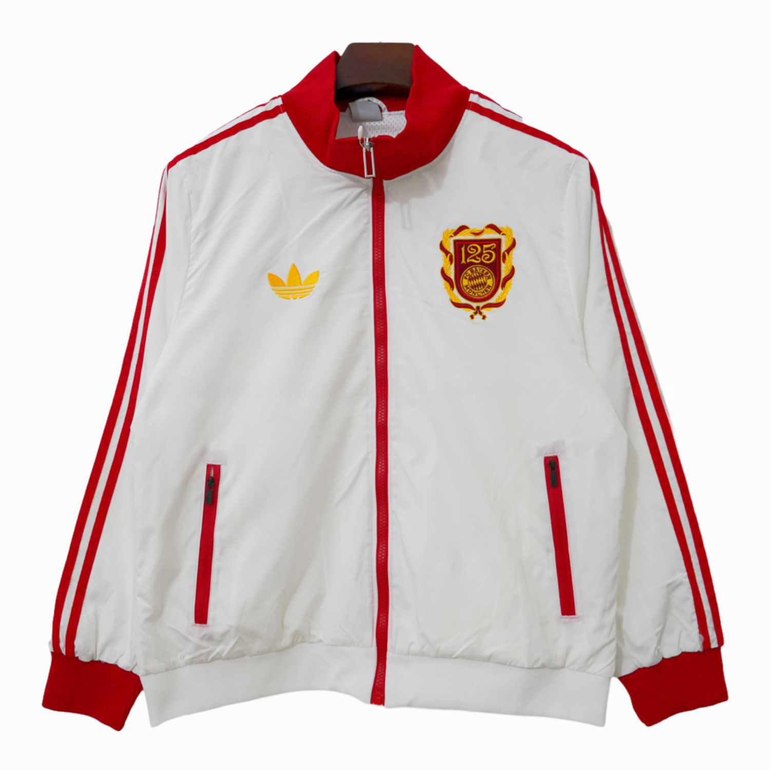 Retro Bayern Munich 24-25 125th Anniversary Windbreaker Jacket - White Red Sripe - ManixJersey