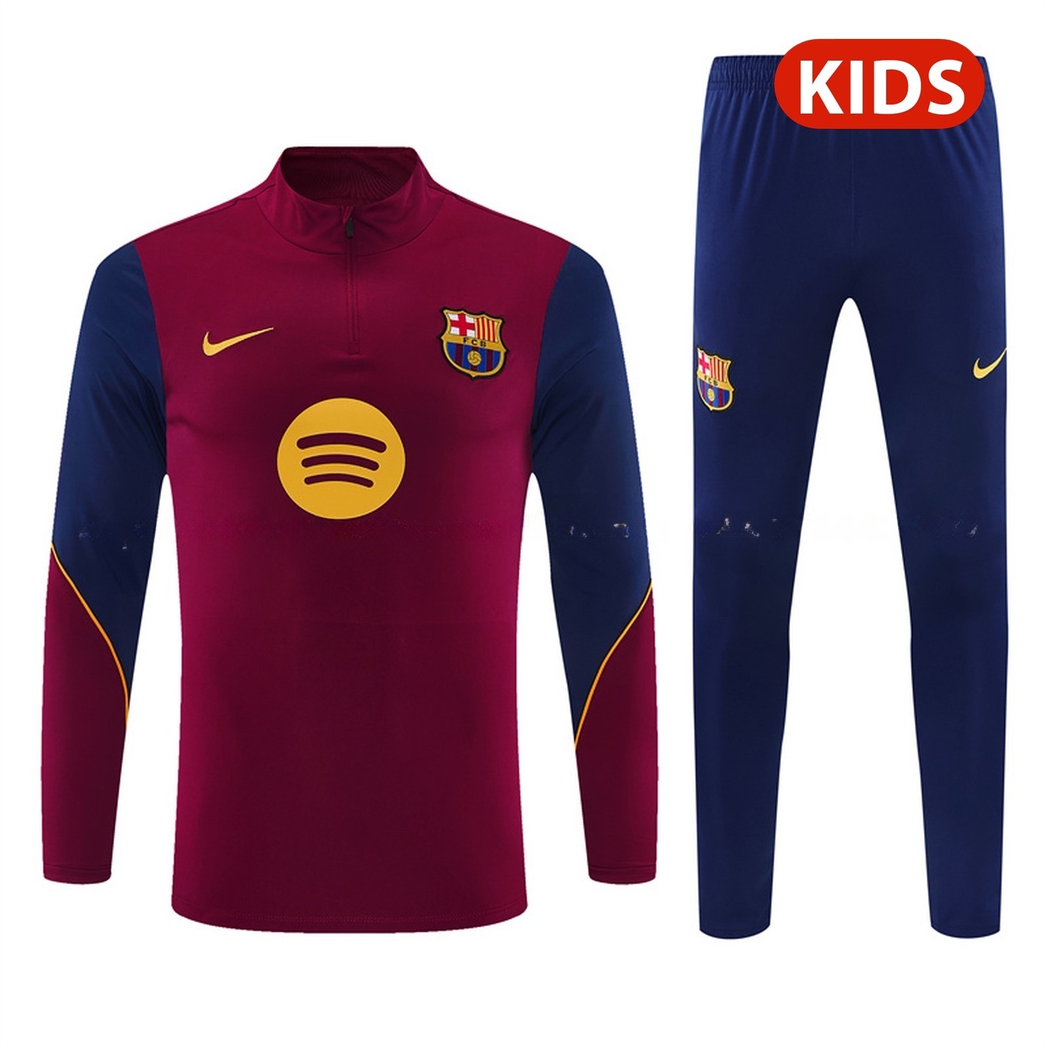 Barcelona 26-27 Kids Long Sleeve Training Set - Red Top & Deep Blue Pants - ManixJersey
