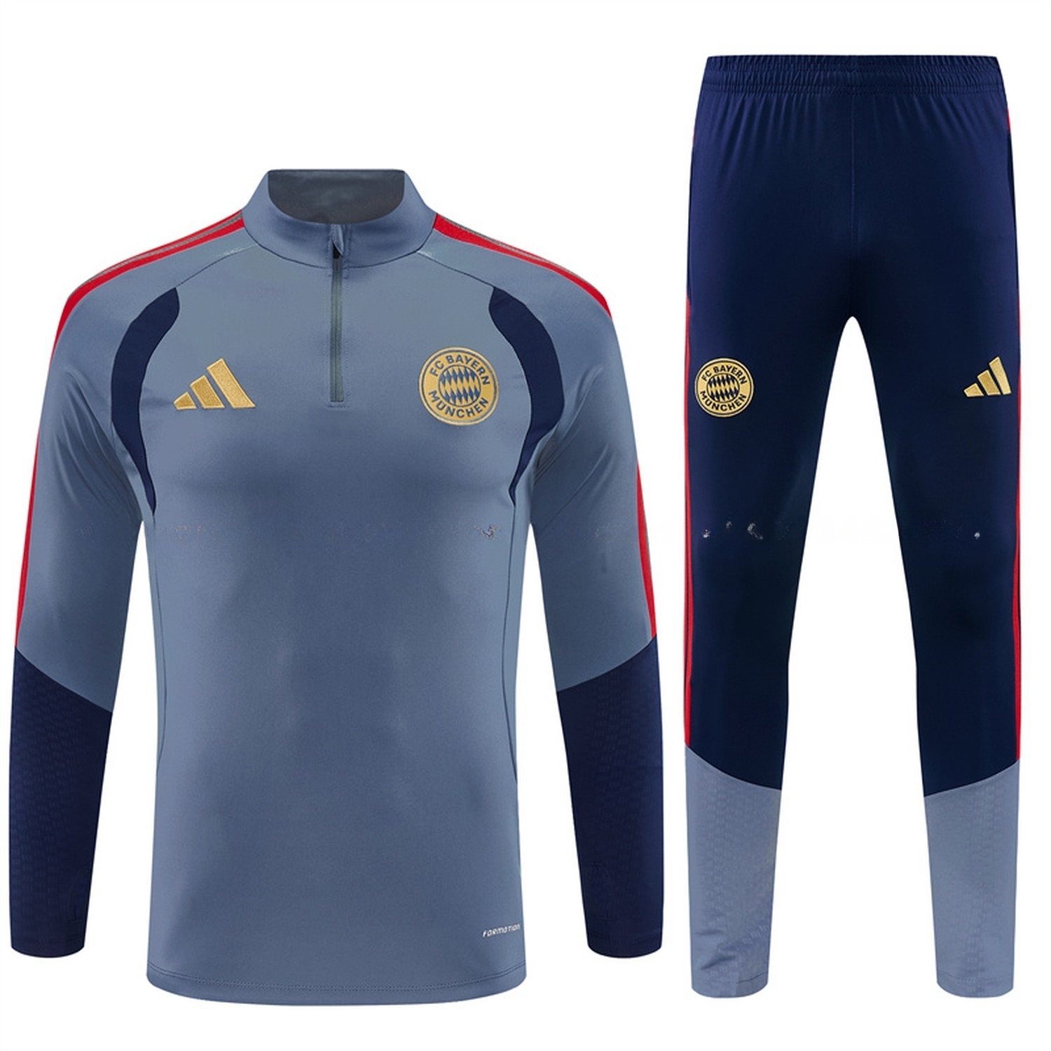 Bayern Munich 26-27 Long Sleeve Training Set - Grey Top & Deep Blue Pants - ManixJersey