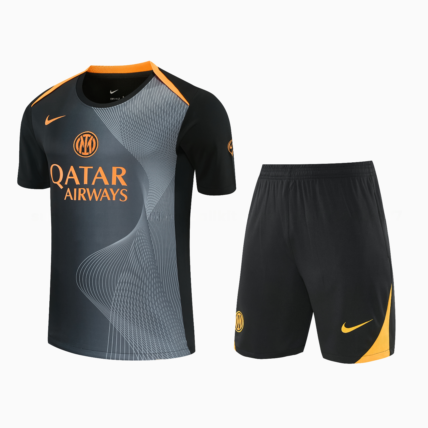 Inter Milan 25-26 Short-Sleeve Training Set - Black And Grey Top & Pants - ManixJersey