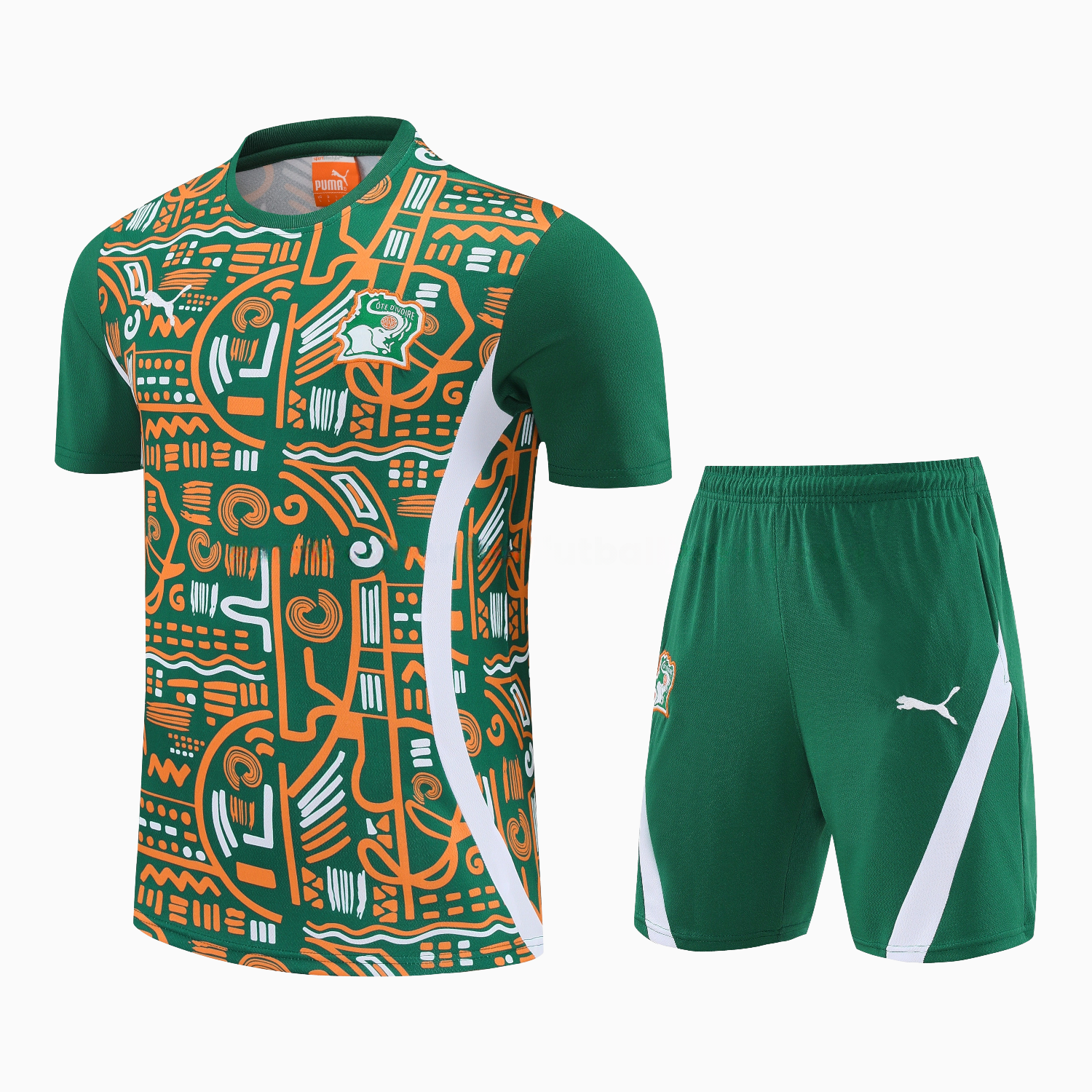 Ivory Coast 2026 Short-Sleeve Training Set - Green Top and Shorts - ManixJersey