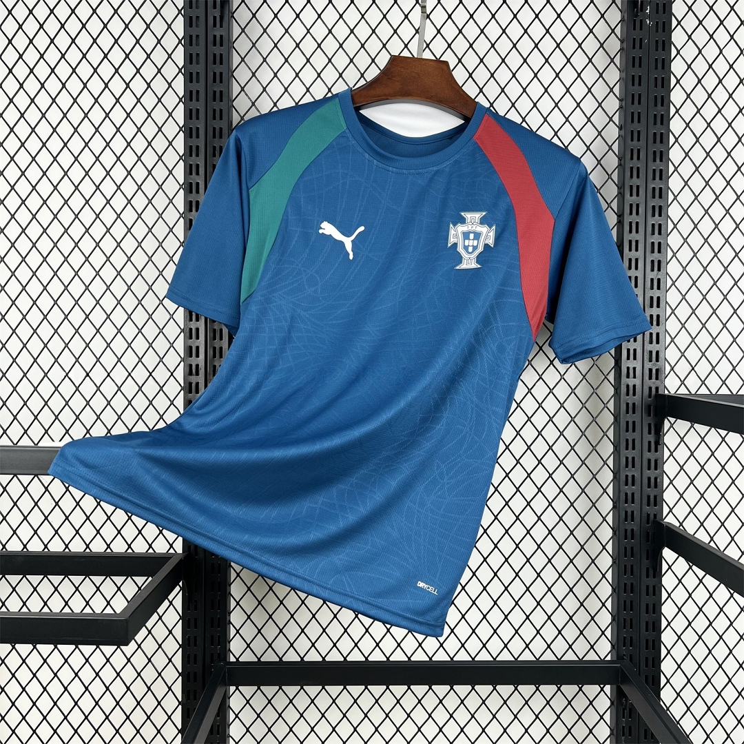 Portugal 2026 Muted Blue With Emerald Green Pre-Match Jersey - Fans Version - ManixJersey
