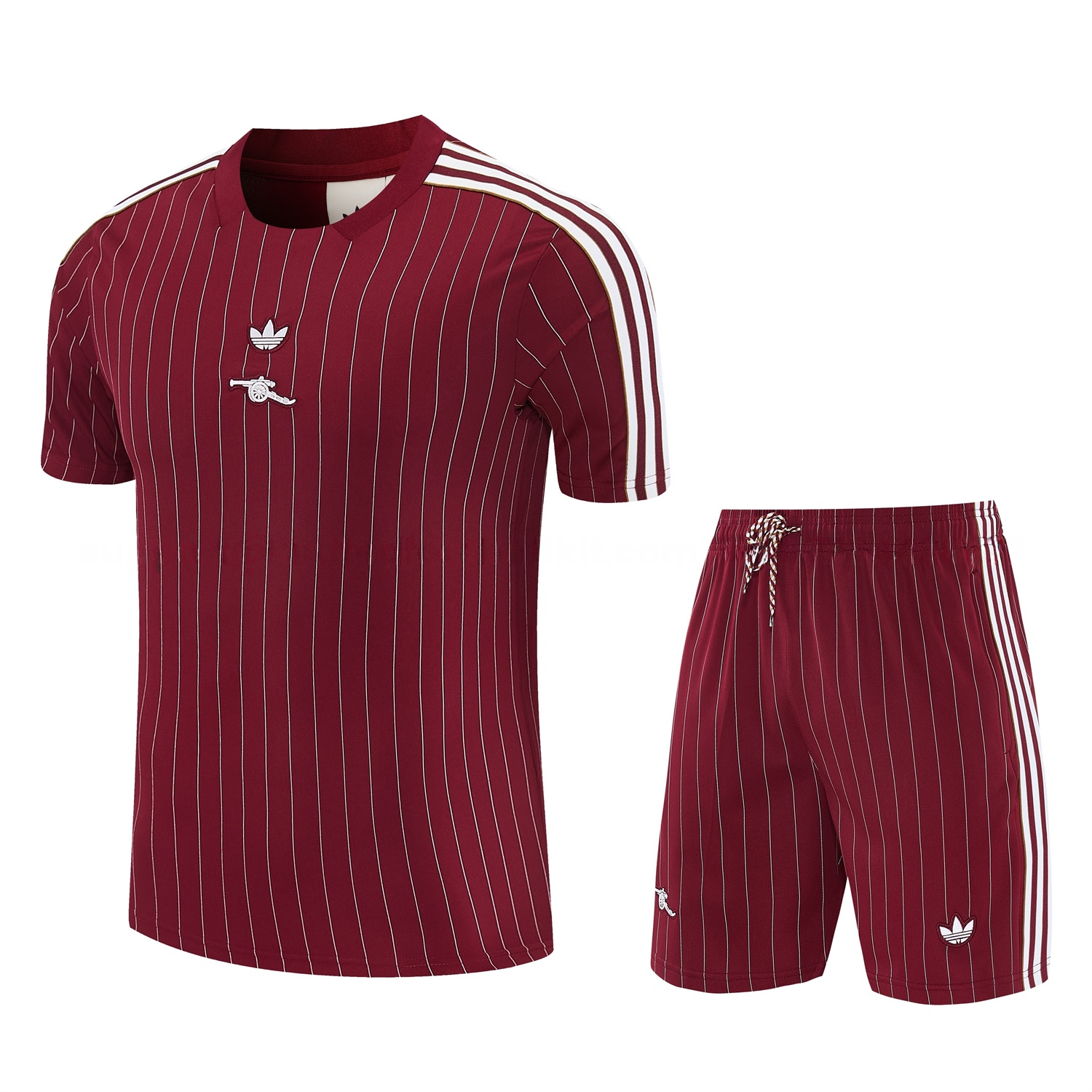 Arsenal 25-26 Retro Style Short-Sleeve Training Set - Dark Red With White Stripes Top & Pants - ManixJersey
