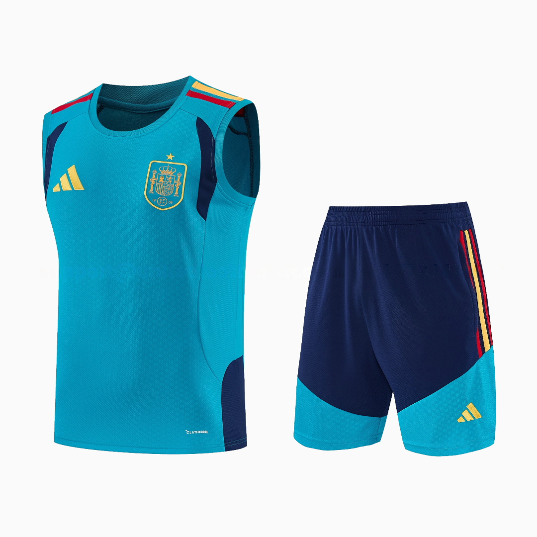 Spain 2026 Vest Training Set - Light Blue Top & Dark Blue Pants - ManixJersey