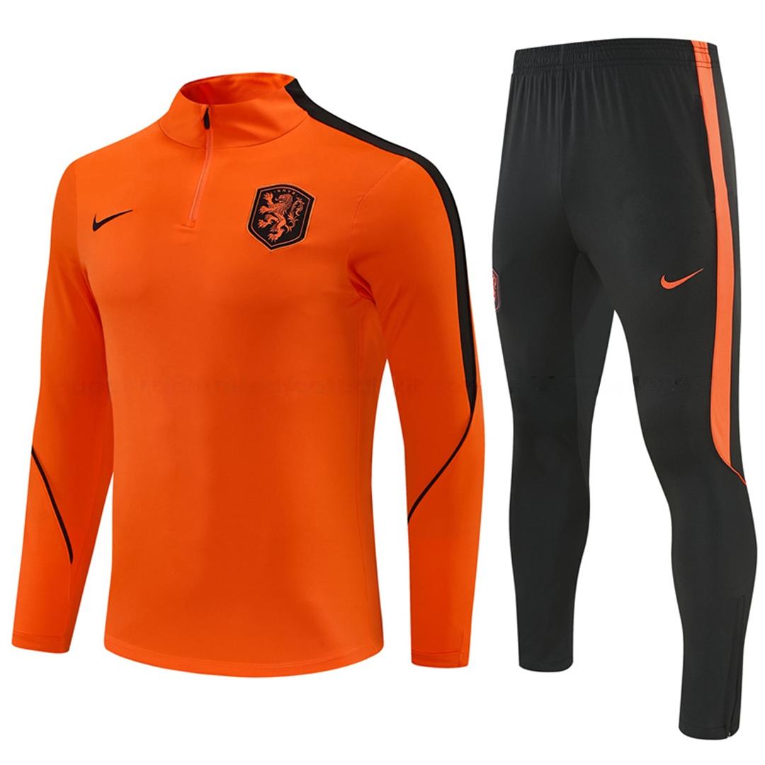 Netherlands 2026 Long Sleeves Training Set - Orange With Black Accents Top & Blue Pants - ManixJersey