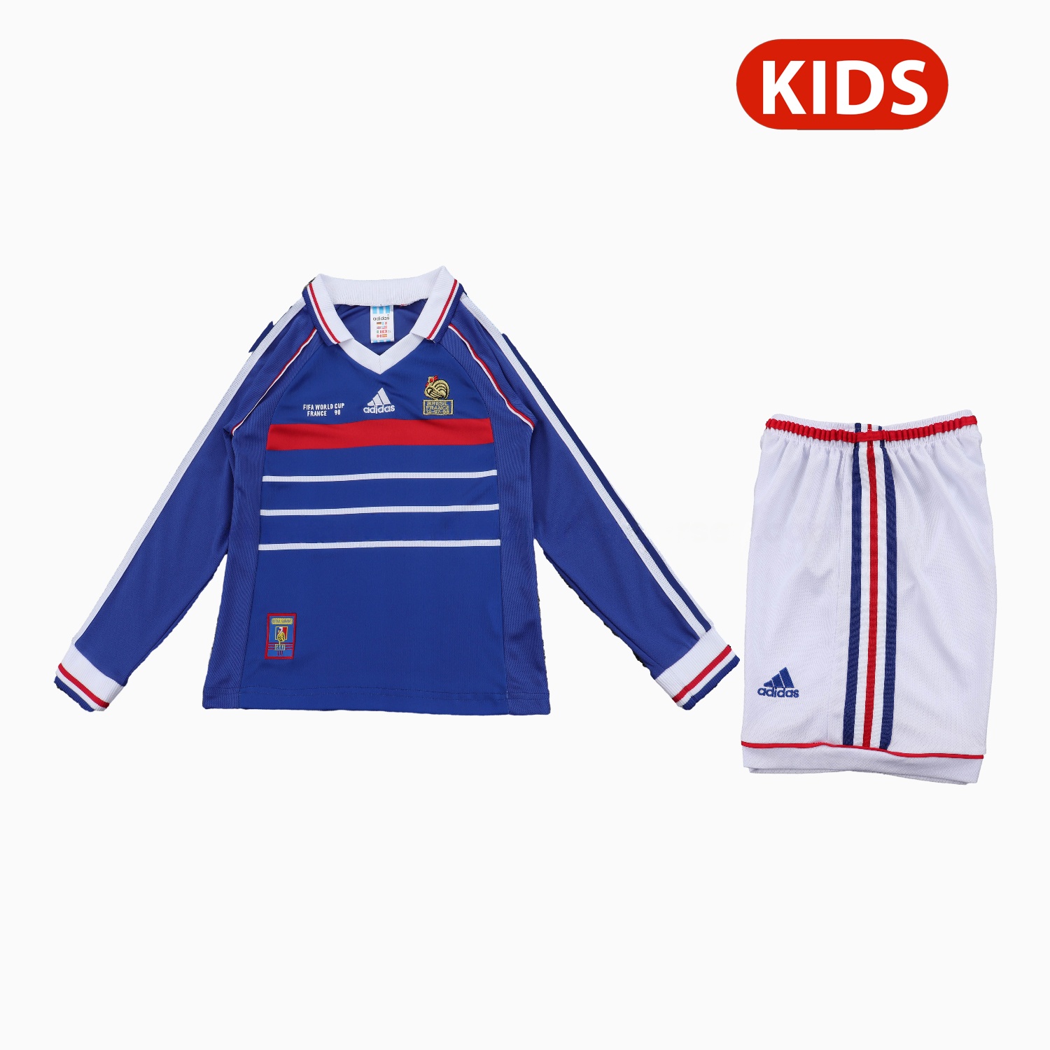 Retro France 1998 Home Long Sleeves Kids Kit - ManixJersey