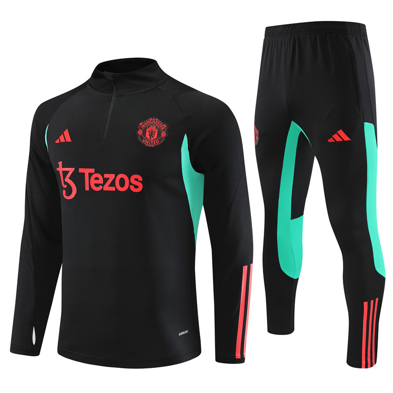 Manchester United 23-24 Kids Long Sleeve Training Set Black - ManixJersey