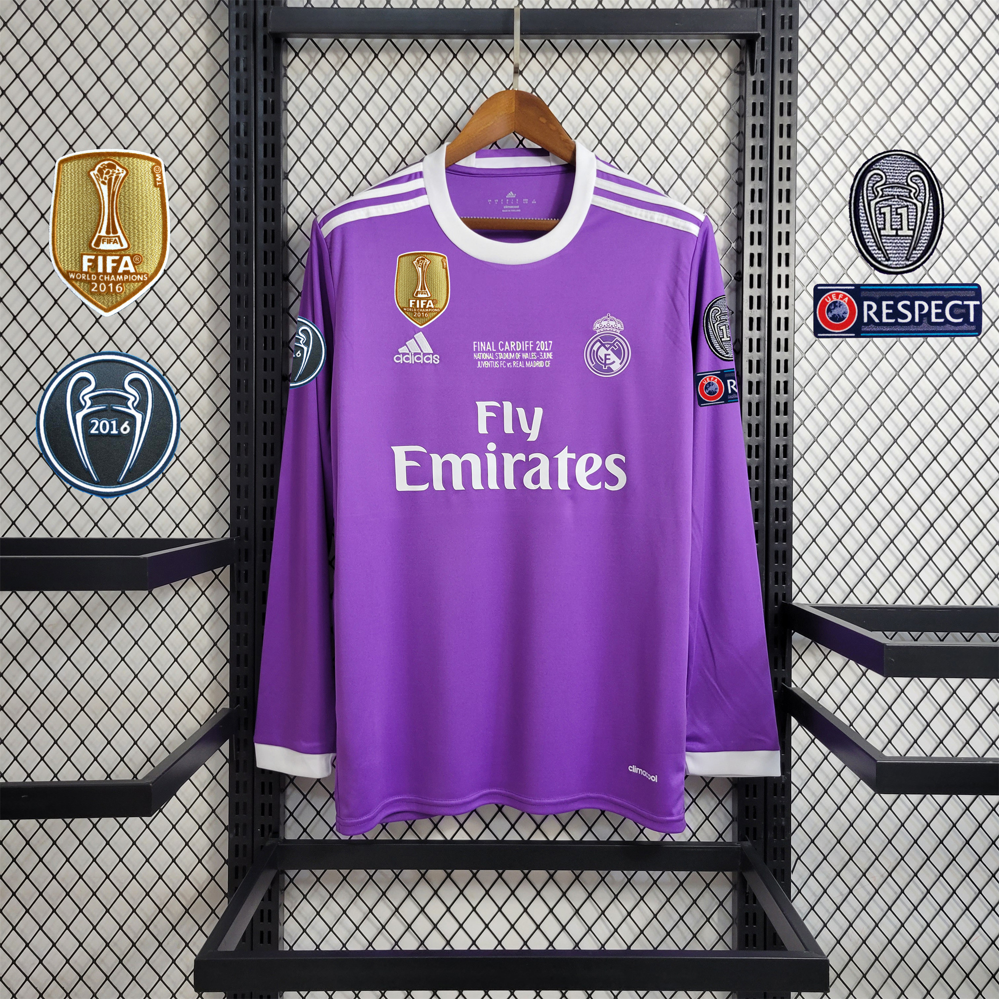 Real Madrid Retro 16-17 Away Long Sleeve Jersey - Champions League Final Version - ManixJersey