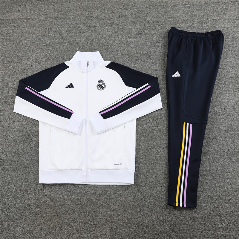Real Madrid 23-24 Jacket Training Tracksuit - White - ManixJersey