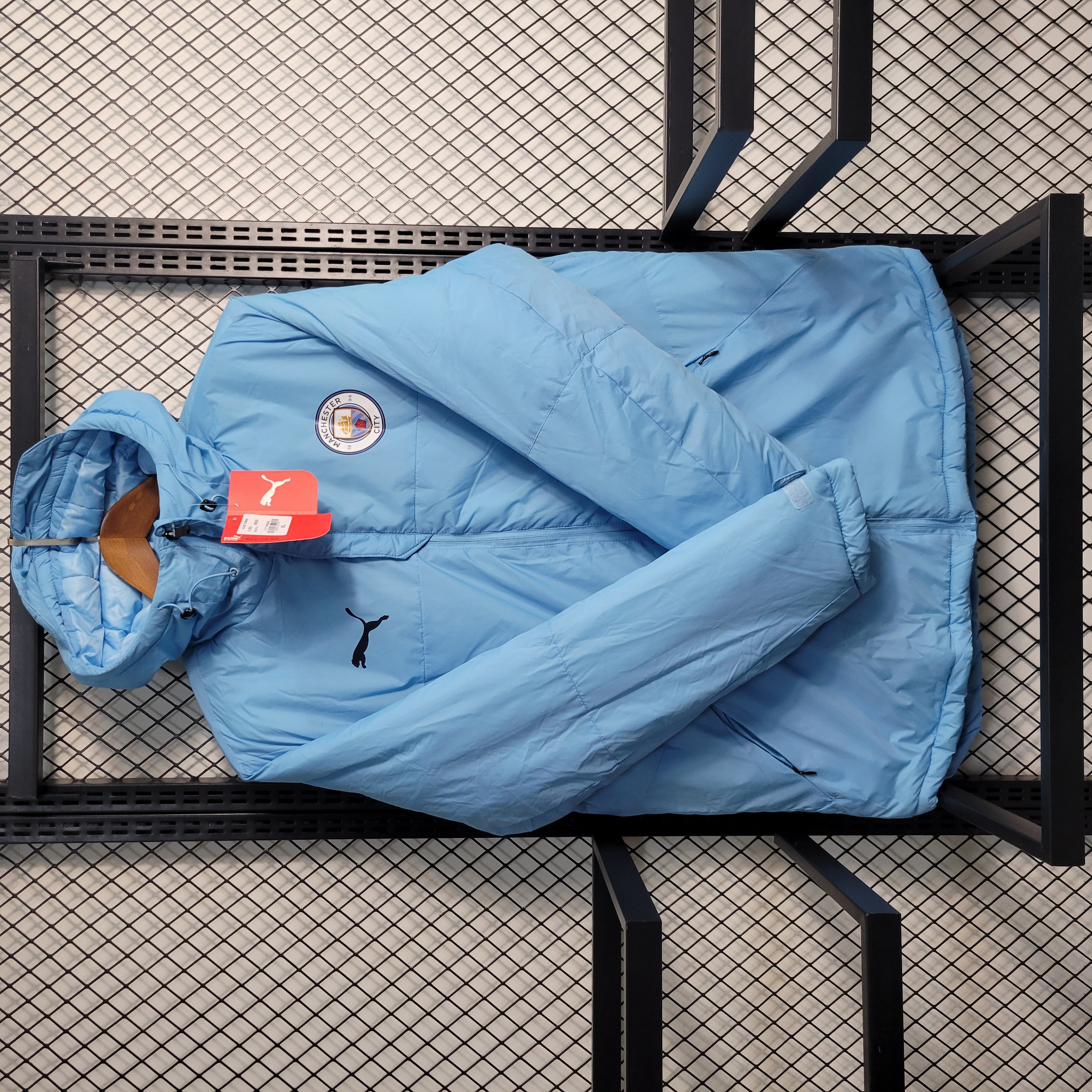 Manchester City 23-24 Men's Hooded Thermal Cotton Jacket - Blue - ManixJersey