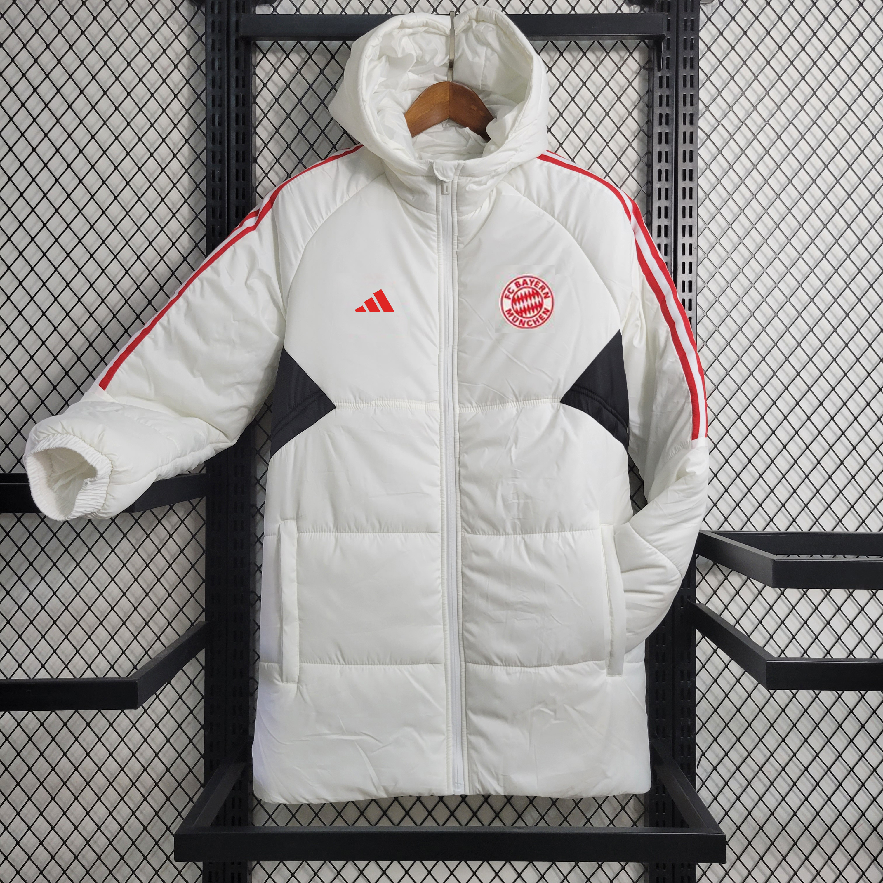 Manchester United 23-24 Men's Hooded Thermal Cotton Jacket - White - ManixJersey