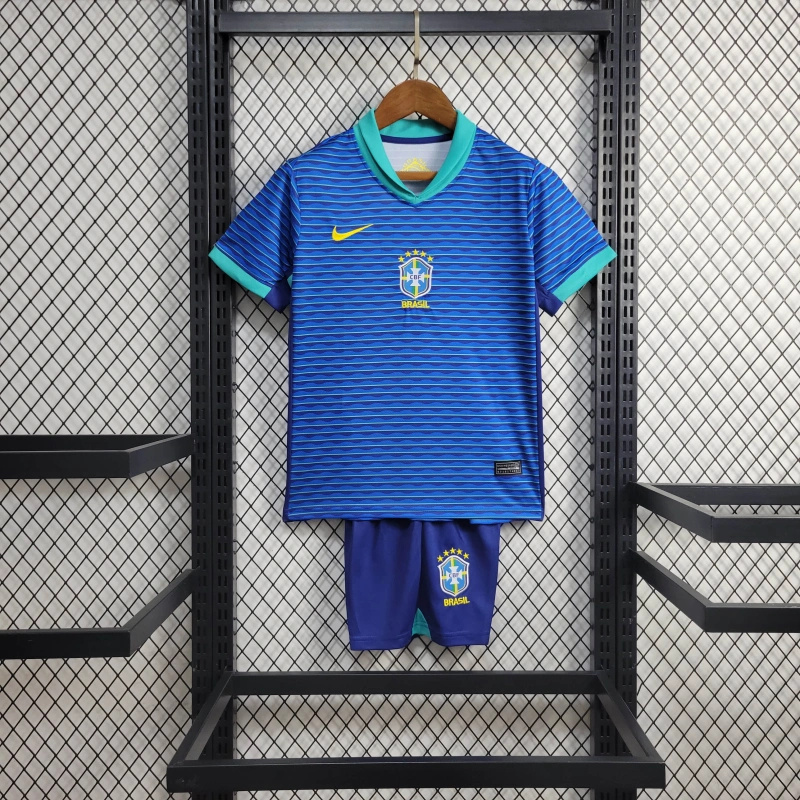Brazil 2024 Away Stadium Kids Kit - ManixJersey