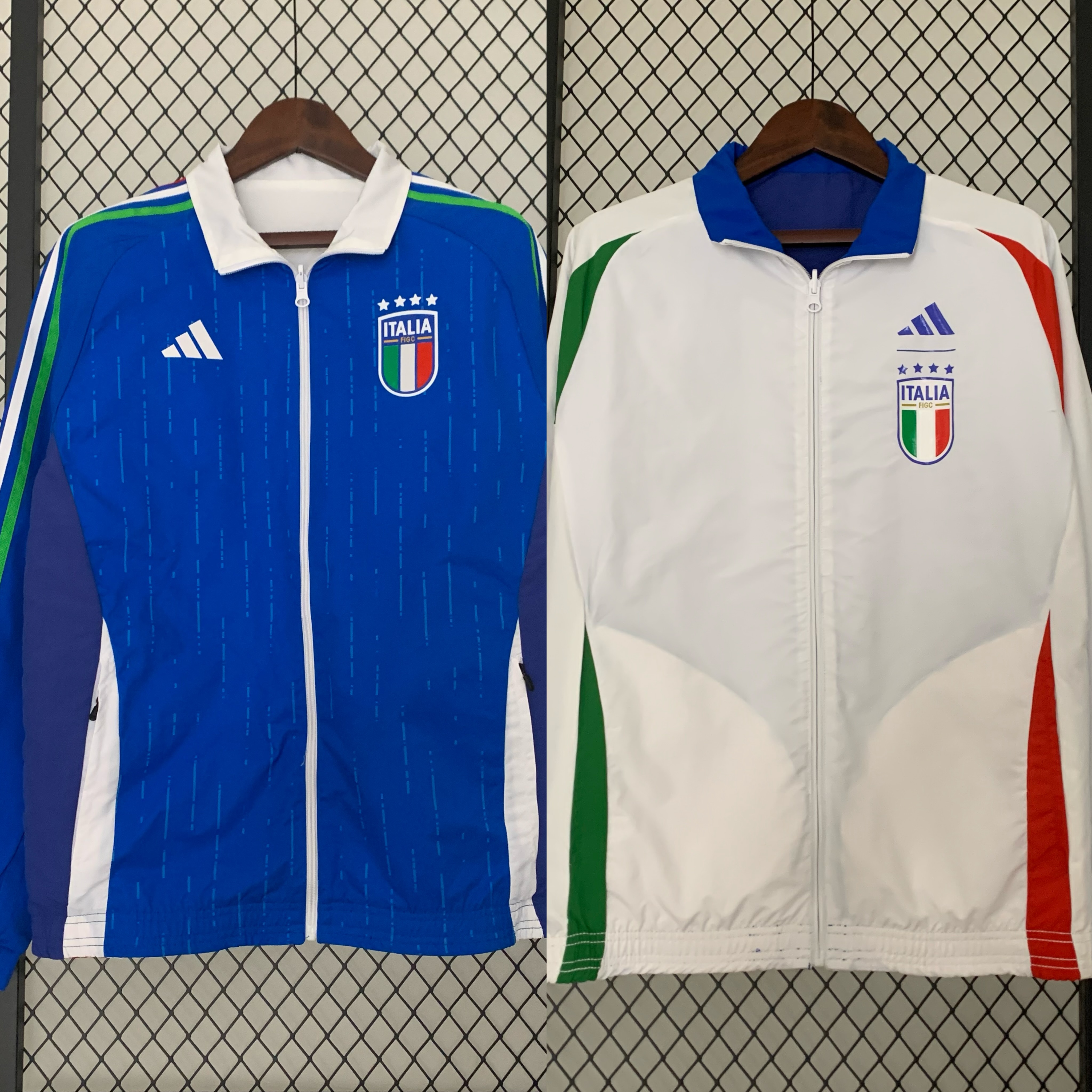 Italy 23-24 Double Sided Windbreaker - Blue & White - ManixJersey