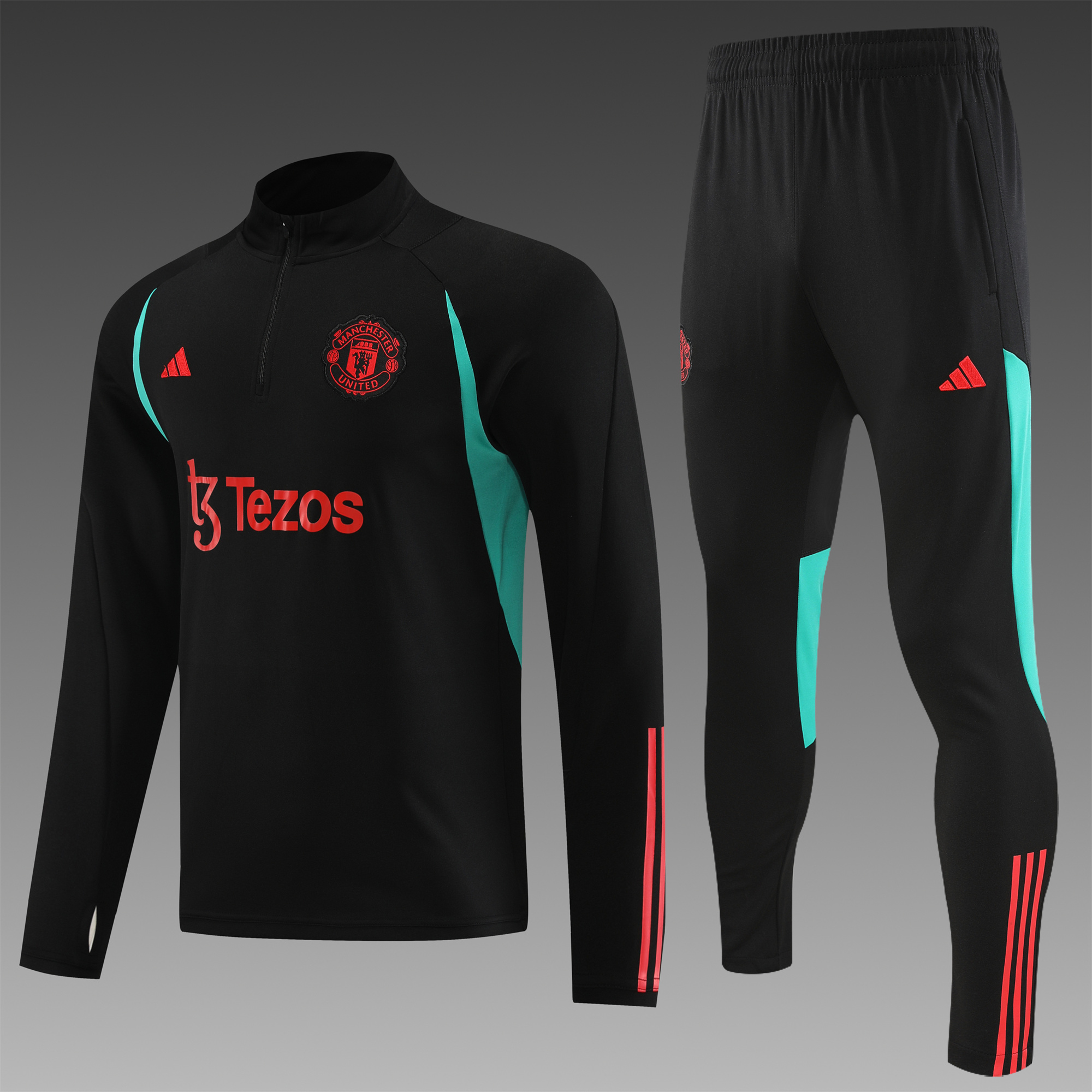 Manchester United 23-24 Long Sleeve Training Set Black - ManixJersey