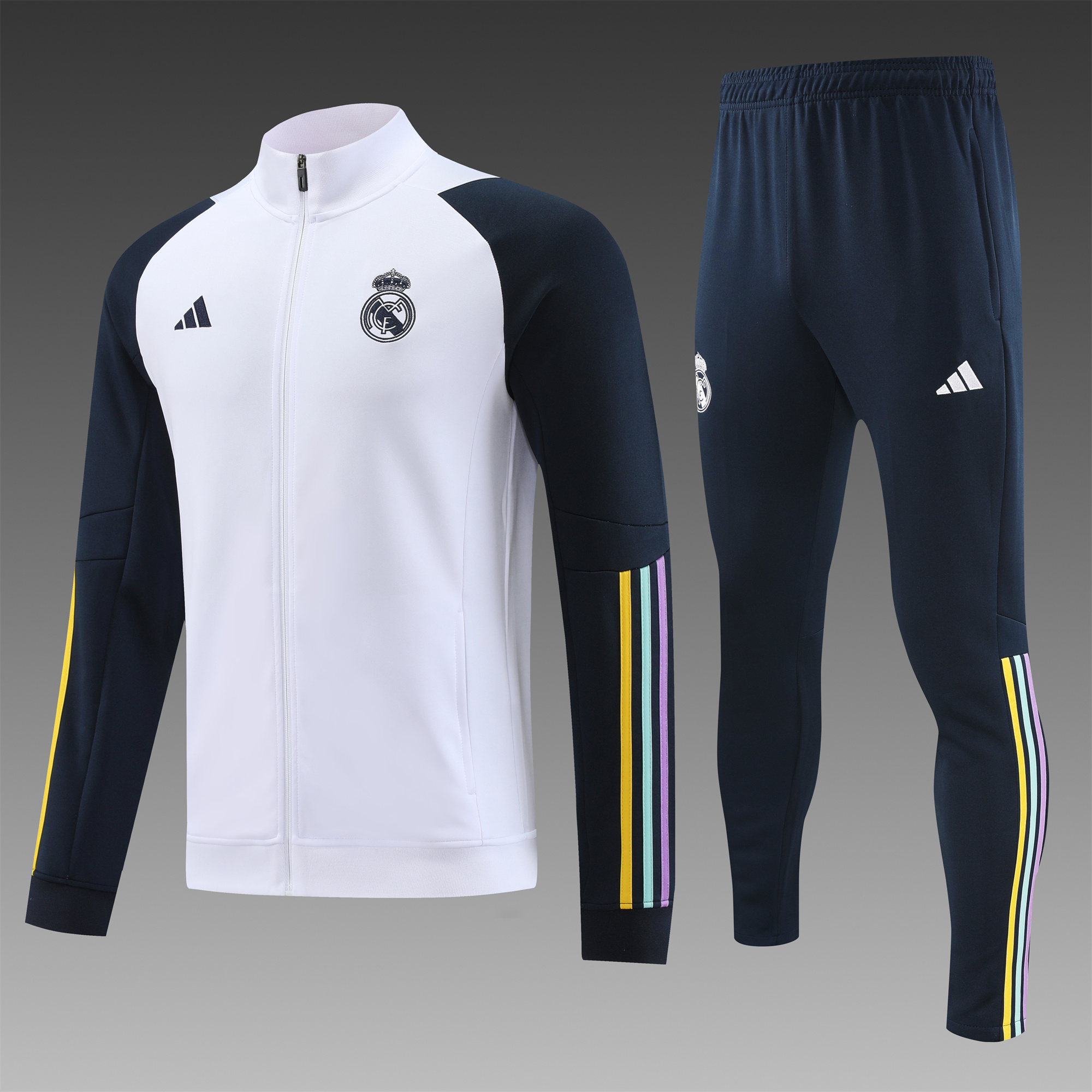 Real Madrid 23-24 Jacket Training Tracksuit White - ManixJersey
