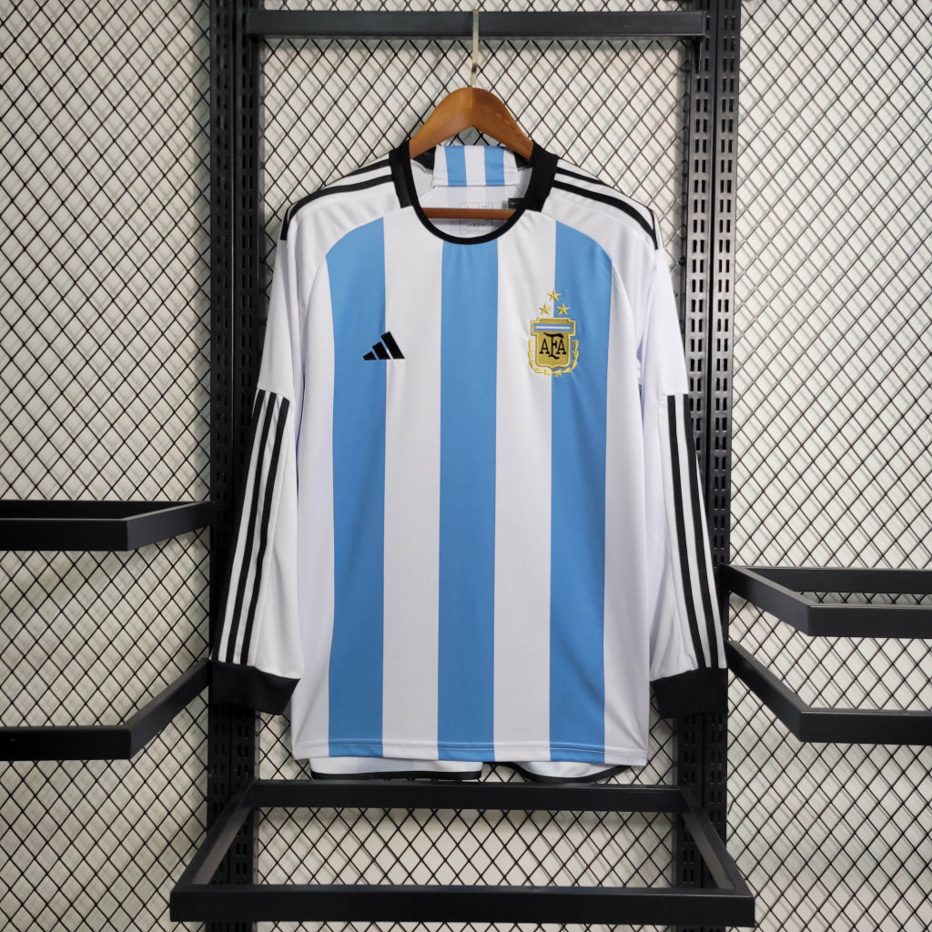 Argentina 3 Stars 22-23 Home Long Sleeve Jersey - Fans Version - ManixJersey