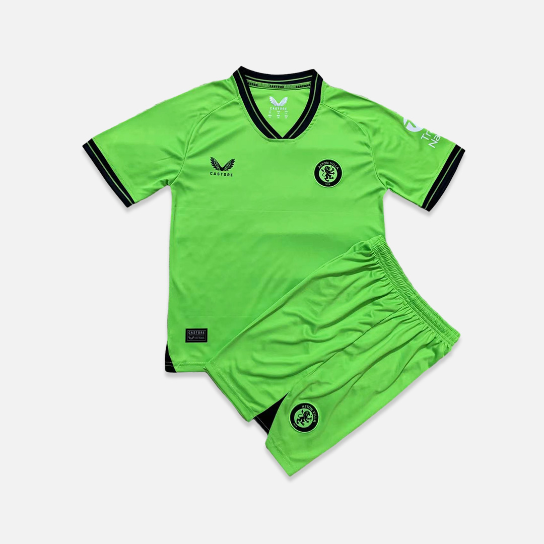 Aston Villa 23-24 Green Goalkeeper Kids Kit - ManixJersey