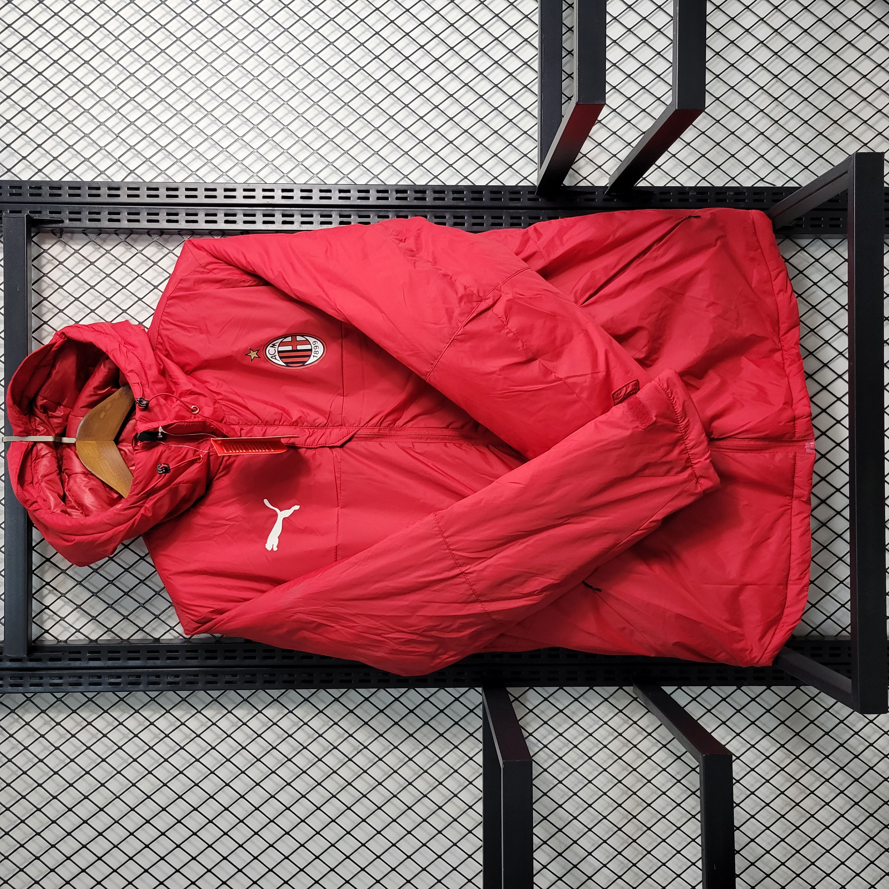 AC Milan 23-24 Men's Hooded Thermal Cotton Jacket - Red - ManixJersey