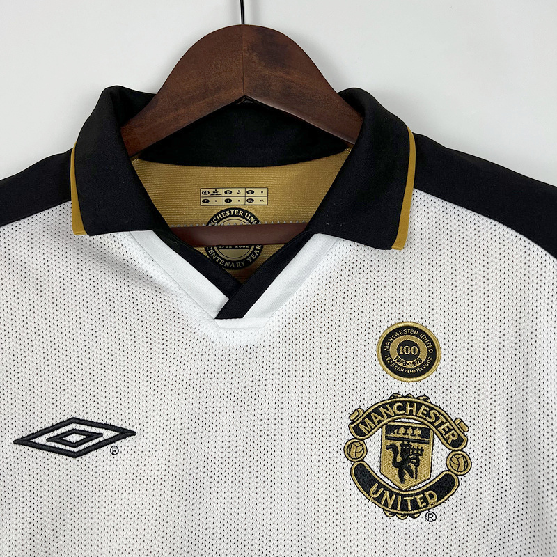 Manchester United Retro 01-02 100th Anniversary Special Edition Jersey - White - ManixJersey