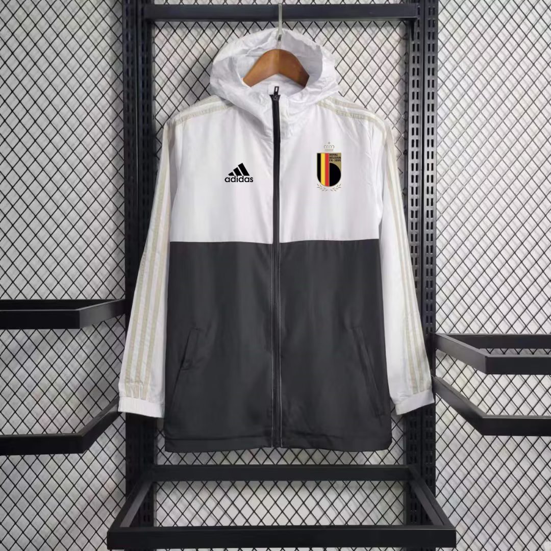 Belgium 23-24 Player Windbreaker Jacket - Black & White - ManixJersey