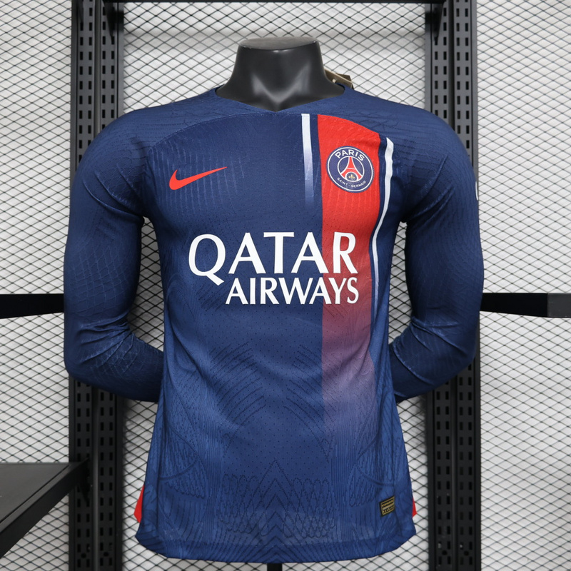 23-24 Paris Saint-Germain PSG Home Long Sleeve Jersey - Player Version - ManixJersey
