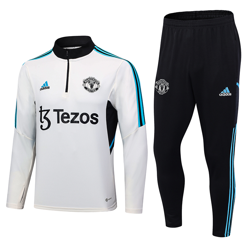 Manchester United 23-24 Kids Long Sleeve Training Set Off-White - ManixJersey