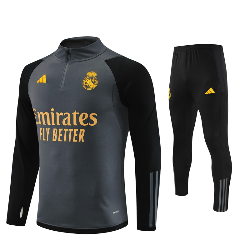 Real Madrid 23-24 Long Sleeve Training Set -Dark Grey - ManixJersey