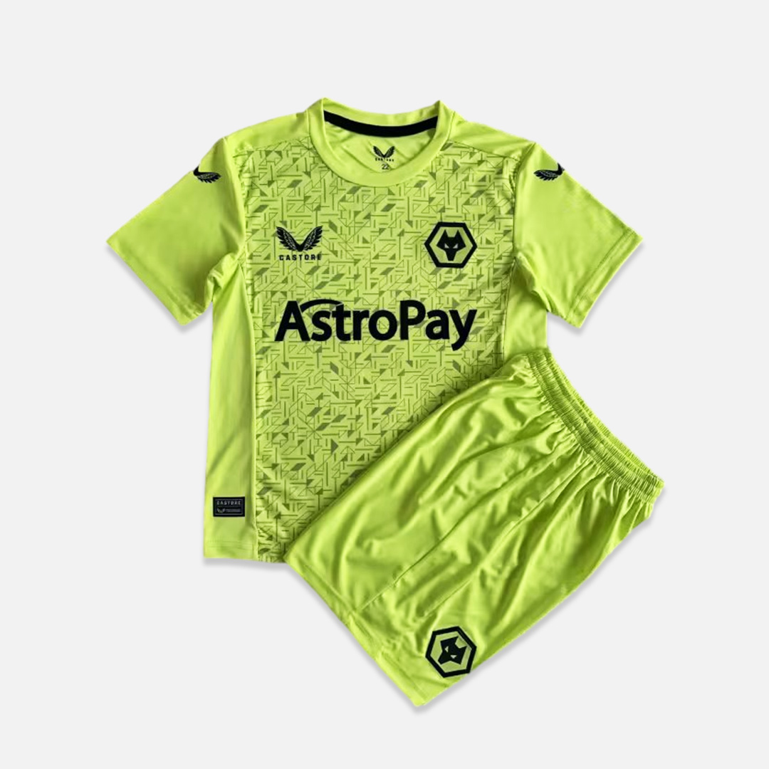 Wolverhampton Wanderers Wolves 23-24 Green Goalkeeper GK Kids Kit - ManixJersey