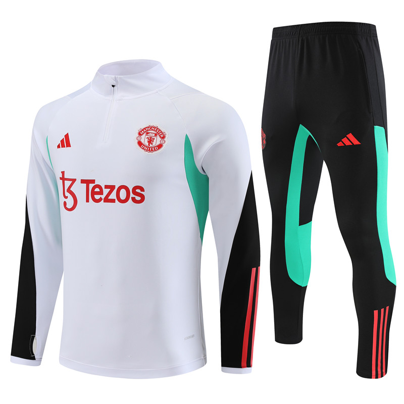 Manchester United 23-24 Kids Long Sleeve Training Set White - ManixJersey