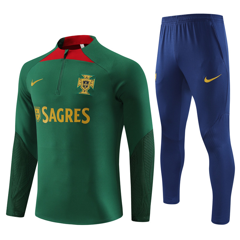 Portugal 23-24 Kids Long Sleeve Training Set Green - ManixJersey