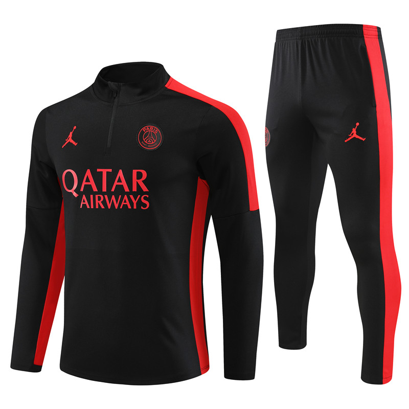 Paris Saint-Germain PSG 23-24 Long Sleeve Training Set -Black and Red - ManixJersey