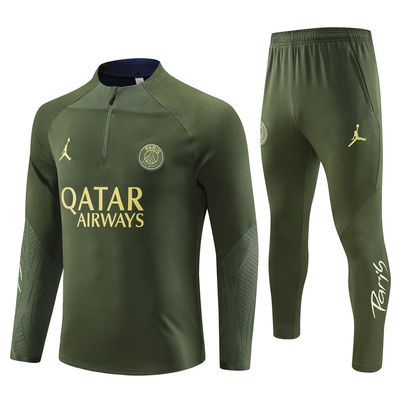 Paris Saint-Germain PSG 23-24 Long Sleeve Training Set - Army Green - ManixJersey
