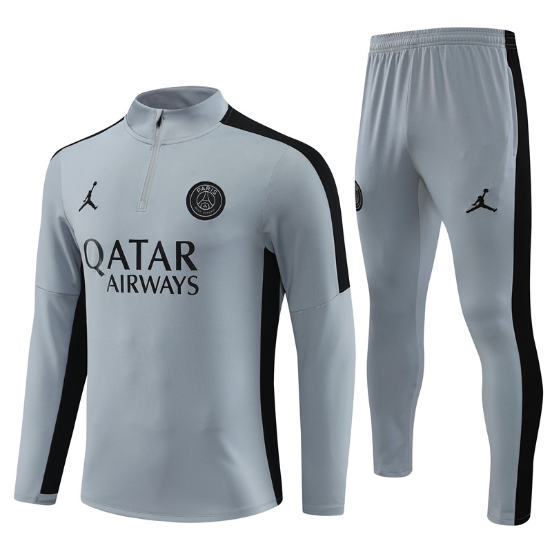 Paris Saint-Germain PSG 23-24 Kids Long Sleeve Training Set Light Gray - ManixJersey
