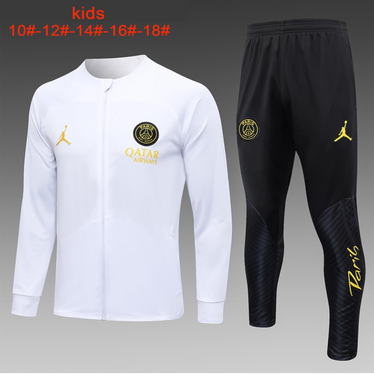Paris Saint-Germain PSG 23-24 Kids Jacket Training Tracksuit - White - ManixJersey
