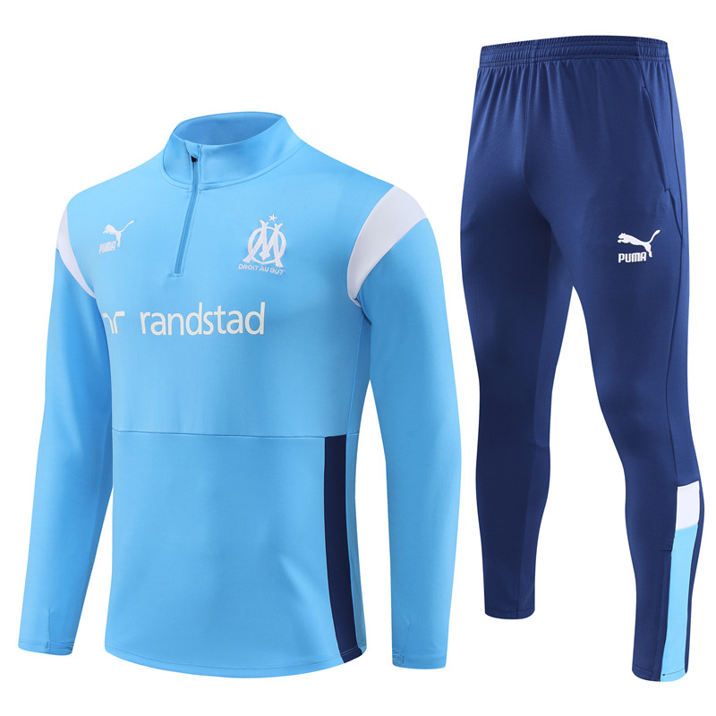 Marseille 23-24 Kids Long Sleeve Training Set Blue and White - ManixJersey