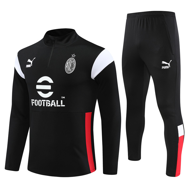 AC Milan 23-24 Long Sleeve Training Set -Black - ManixJersey