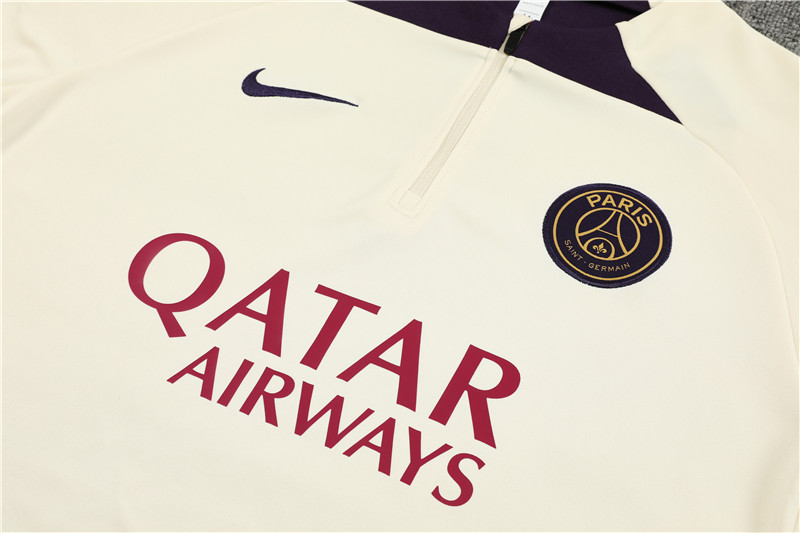 Paris Saint-Germain PSG 23-24 Long Sleeve Training Set -Creamy White - ManixJersey