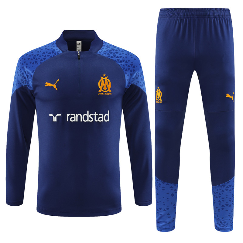 Marseille 23-24 Kids Long Sleeve Training Set Royal Rlue - ManixJersey
