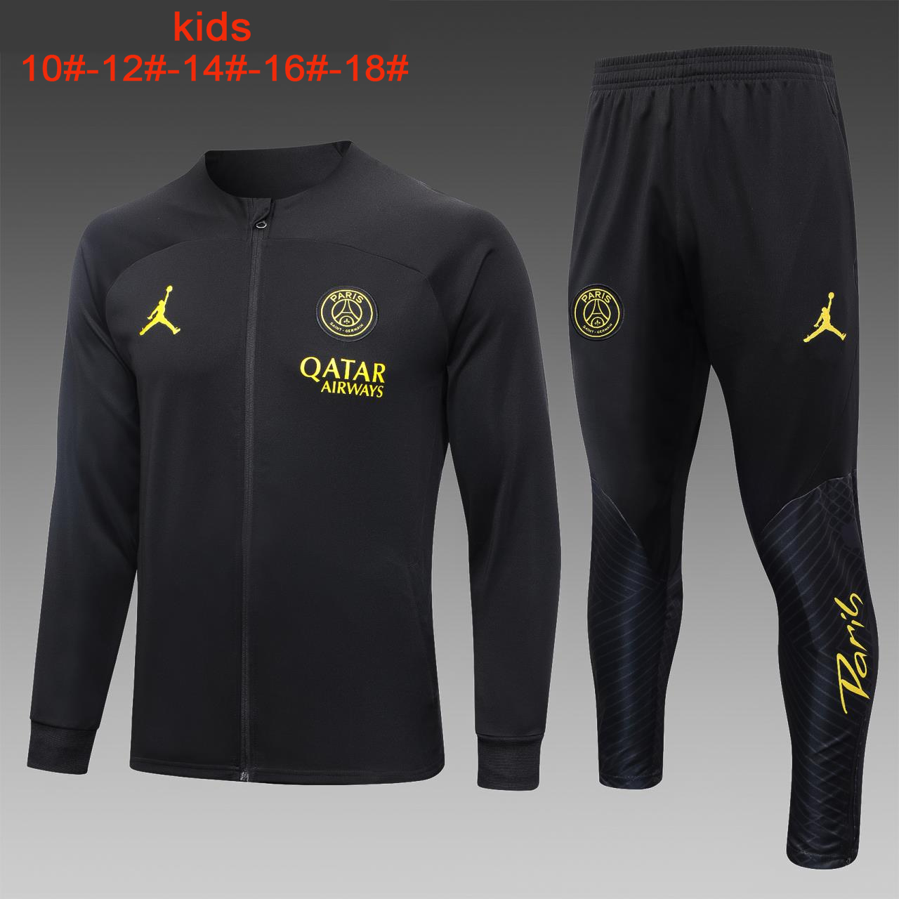 Paris Saint-Germain PSG 23-24 Kids Jacket Training Tracksuit - Black - ManixJersey