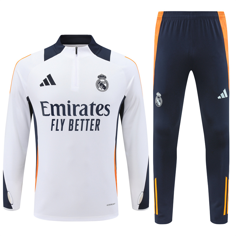 Real Madrid 24-25 Long Sleeve Training Set - White - ManixJersey