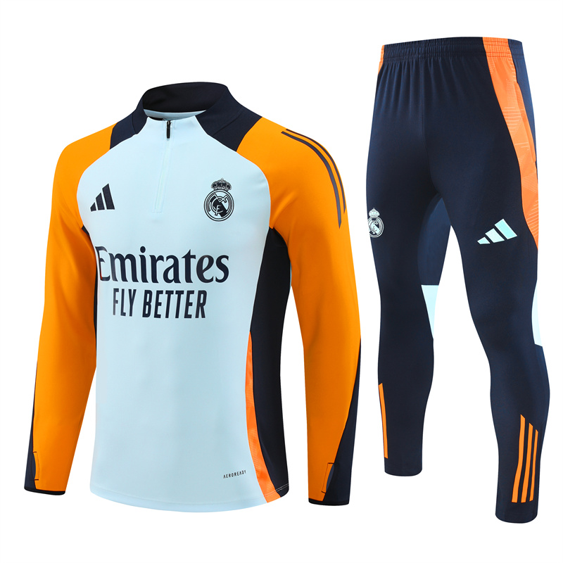 Real Madrid 24-25 Long Sleeve Training Set - Blue & Orange - ManixJersey