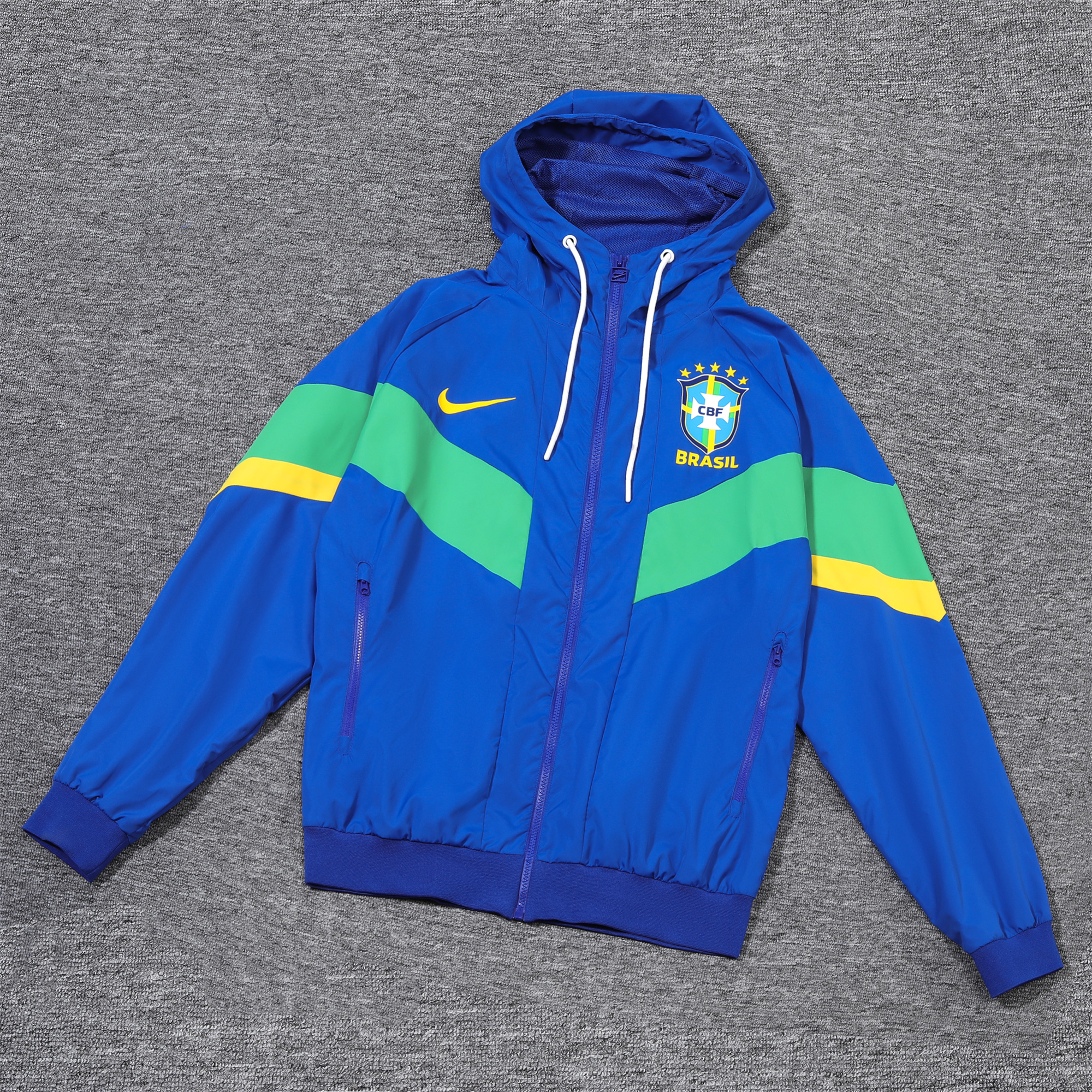 Brazil 2024 National Team Anthem Blue Hooded Windbreaker - Player Version - ManixJersey