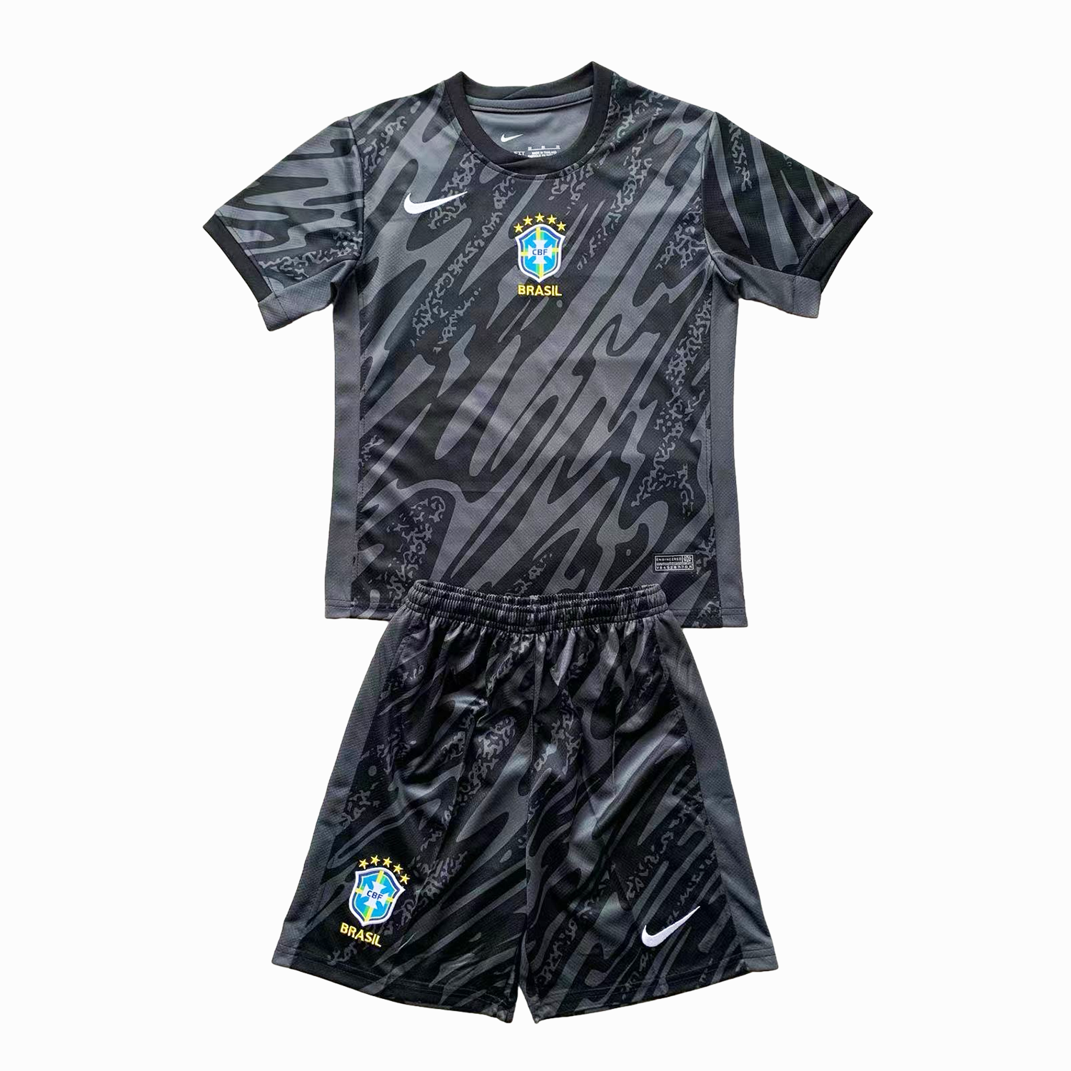 Brazil 2024 Goalkeeper Kids Kit - Black - ManixJersey