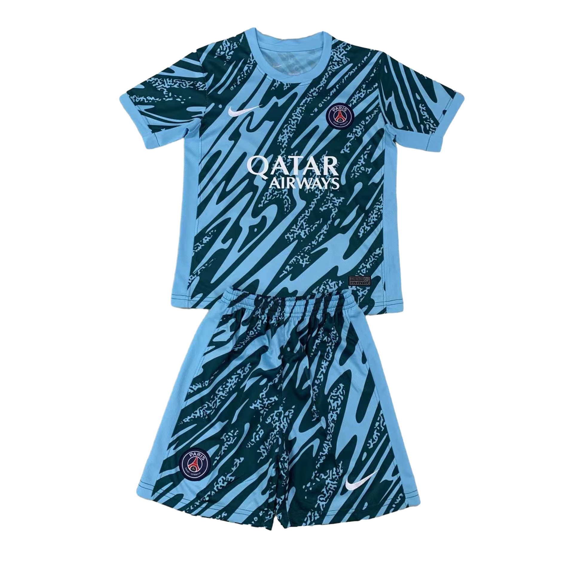 Paris Saint-Germain PSG 24-25 Goalkeeper Kids Kit - Lake Blue - ManixJersey