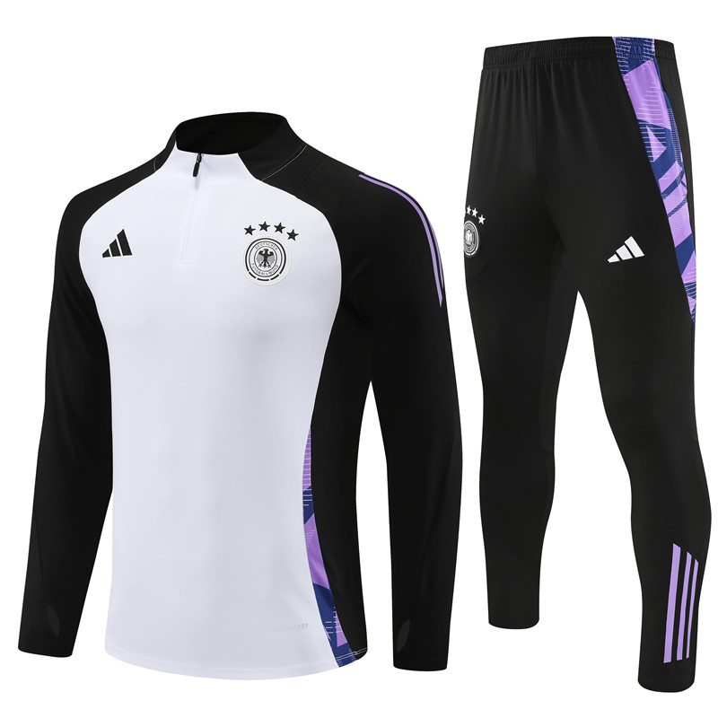 Germany 2024 Long Sleeve Training Set - White With Black - ManixJersey