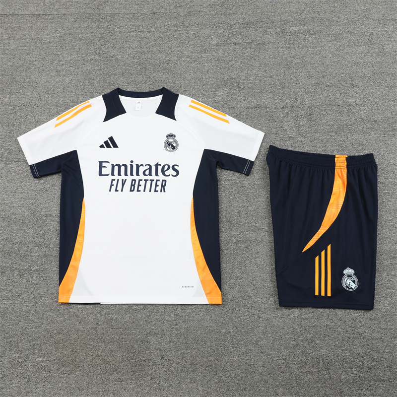 Real Madrid 24-25 Short-Sleeve Training Kids Kit - White & Deep Blue - ManixJersey