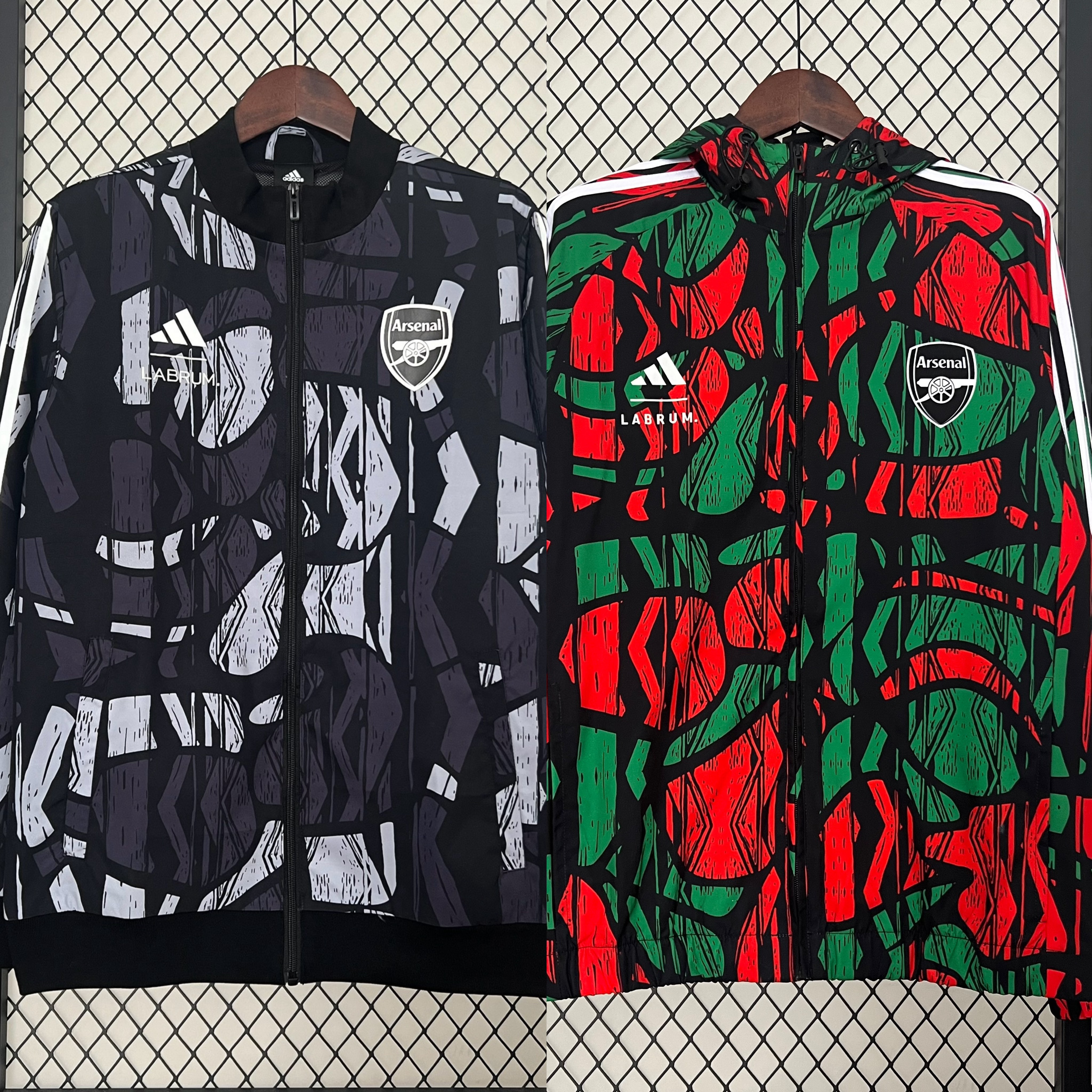 Arsenal 24-25 Double Sided Reversible Windbreaker - Black & Red - ManixJersey