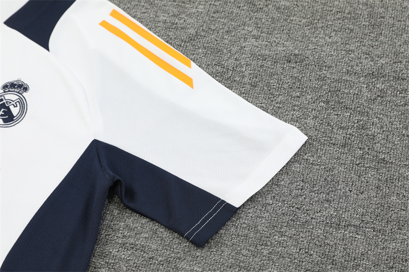 Real Madrid 24-25 Short-Sleeve Training Kids Kit - White & Deep Blue - ManixJersey